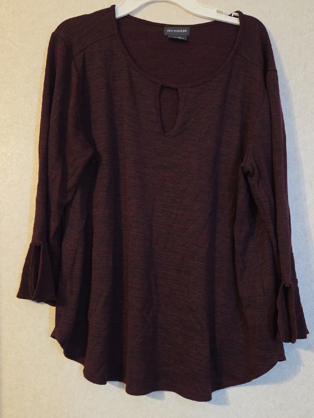 Van Heusen Women's Long Sleeve Keyhole Tunic - Deep Maroon
